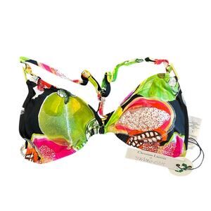 NWT Christian Lacroix x Swiminista Bikini Top, Tropical Print, Women’s Large